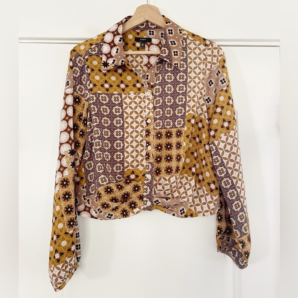 Anthro Drew Silky Pattern Top - S